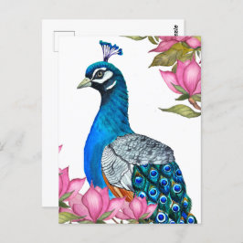 Cartão Postal Pavão de Aquarela