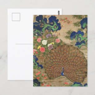 Cartão Postal Pavão e flores chinesas (século XVII)