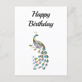 Cartão Postal Pavão | Feliz Aniversário | Minimal