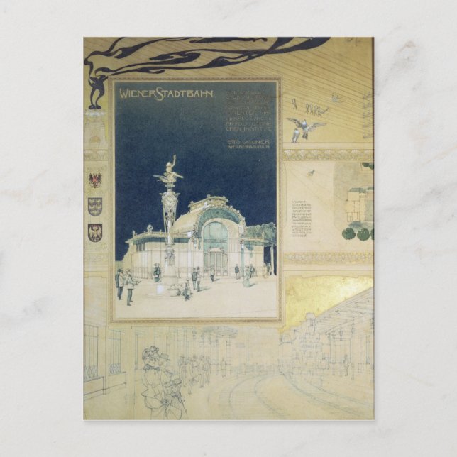 Cartão Postal Pavilhão Stadtbahn de Viena (Frente)