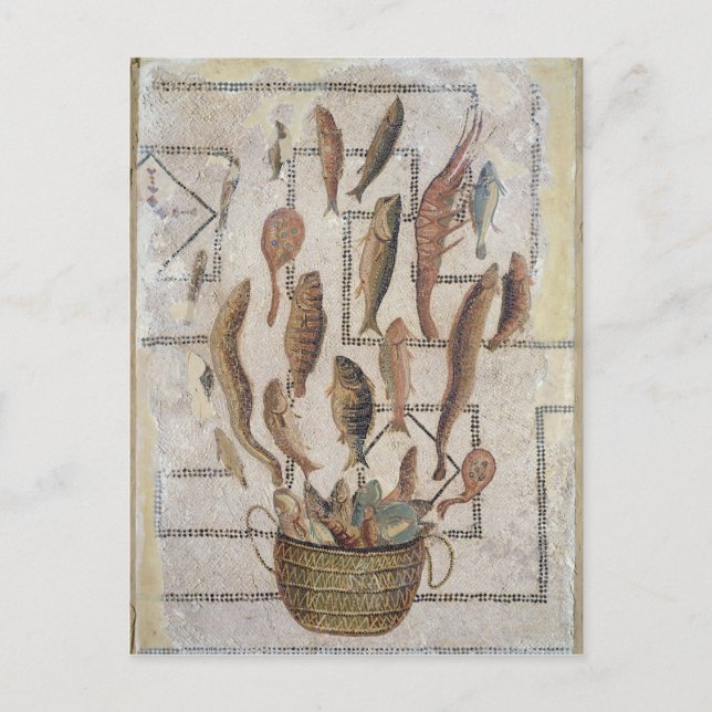 Cartão Postal Pavimento que representa o peixe que escapa de uma (Frente)