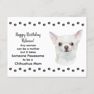 Cartão Postal Pawesome Melhor Mãe de Cachorro Chihuahua Aniversá