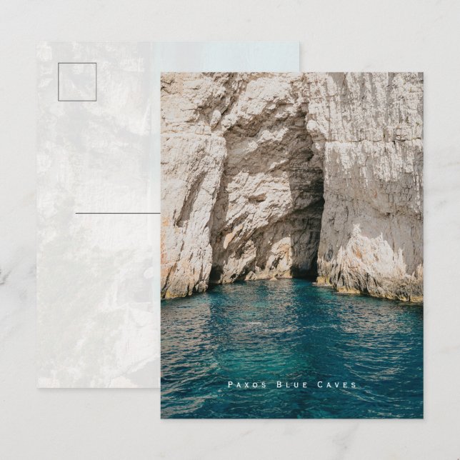 Cartão Postal Paxos Blue Caves Greece Coastal (Frente/Verso)