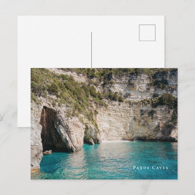 Cartão Postal Paxos Caves Greece Coastal (Frente/Verso)
