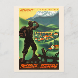 Cartão Postal Payerbach Reichenau Áustria Poster vintage 1938