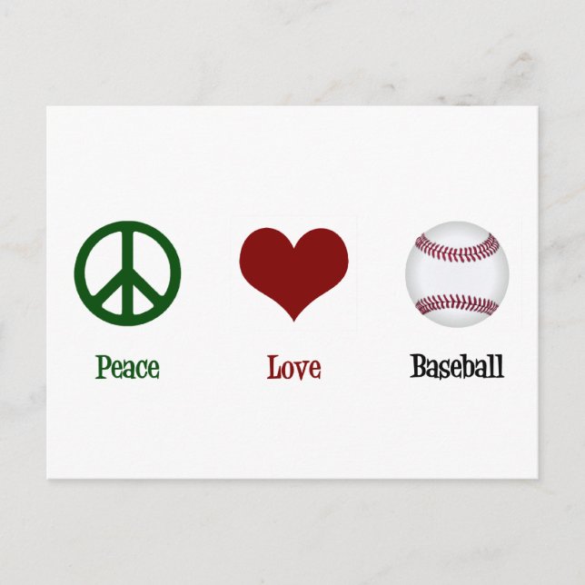 Cartão Postal Paz Amor Beisebol (Frente)