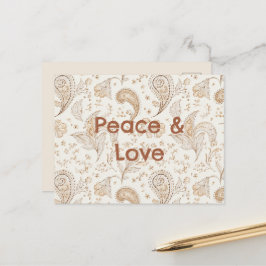 Cartão Postal Paz Amor Boêmio Hippie Anos Sessenta Paisley