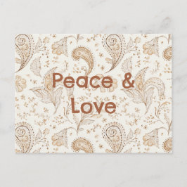 Cartão Postal Paz Amor Boêmio Hippie Anos Sessenta Paisley
