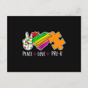 Cartão Postal Paz Amor Consciência Pré-K Autismo - 100 dias inte