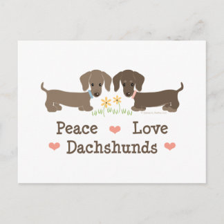 Cartão Postal Paz Amor Dachshunds