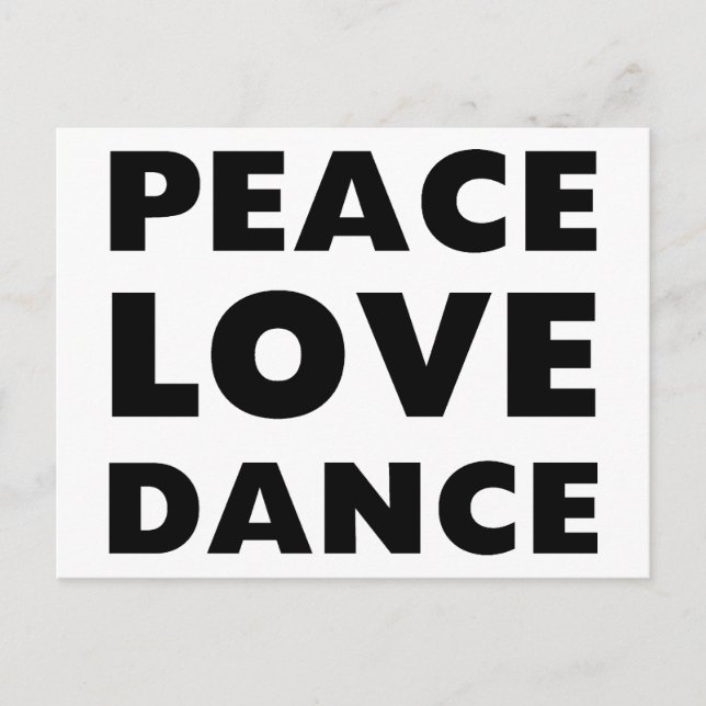 Cartão Postal Paz Amor Dança (Frente)