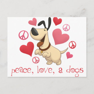 Cartão Postal Paz, Amor e Cães