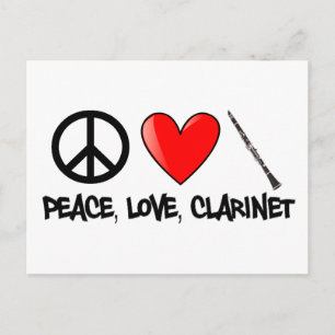Cartão Postal Paz, Amor e Clarinete