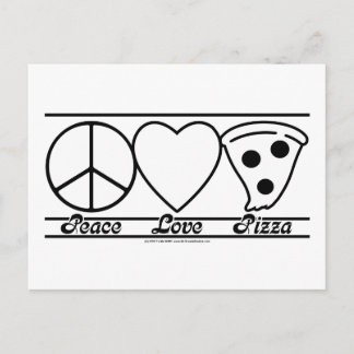 Cartão Postal Paz Amor e Pizza