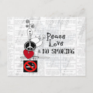 Cartão Postal paz - amor e SEM FUMAR