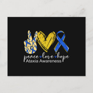 Cartão Postal Paz Amor Esperança Consciência Ataxia Camisa Azul