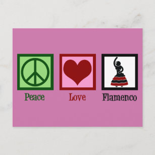 Cartão Postal Paz Amor Flamenco Dançando Rosa Rosa Dançarino
