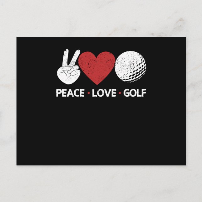 Cartão Postal Paz Amor Golfe Soa Golfe Engraçado Fã Golf (Frente)