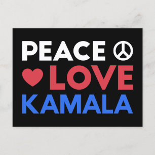 Cartão Postal Paz Amor Kamala Eu - Kamala Harris Para Presidente