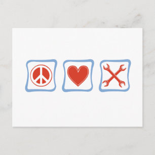 Cartão Postal Paz Amor Mecânica Quadrados