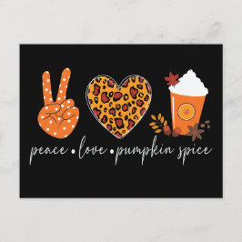 Cartão Postal Paz Amor Pumpkin Spice Ação de Graças