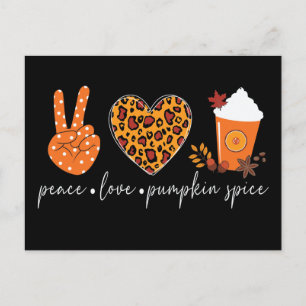 Cartão Postal Paz Amor Pumpkin Spice Ação de Graças