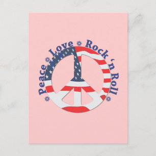 Cartão Postal Paz, amor, rolo da rocha n