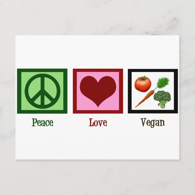 Cartão Postal Paz Amor Vegano (Frente)