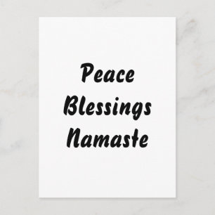 Cartão Postal Paz, Bênçãos, Namaste. Branco preto