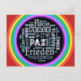 Cartão Postal Paz cromática após o arco-íris em várias línguas