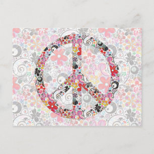 Cartão Postal Paz de flower power mim luz de FlowerPower