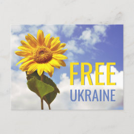 Cartão Postal Paz de Girassol Amarelo Azul na Ucrânia