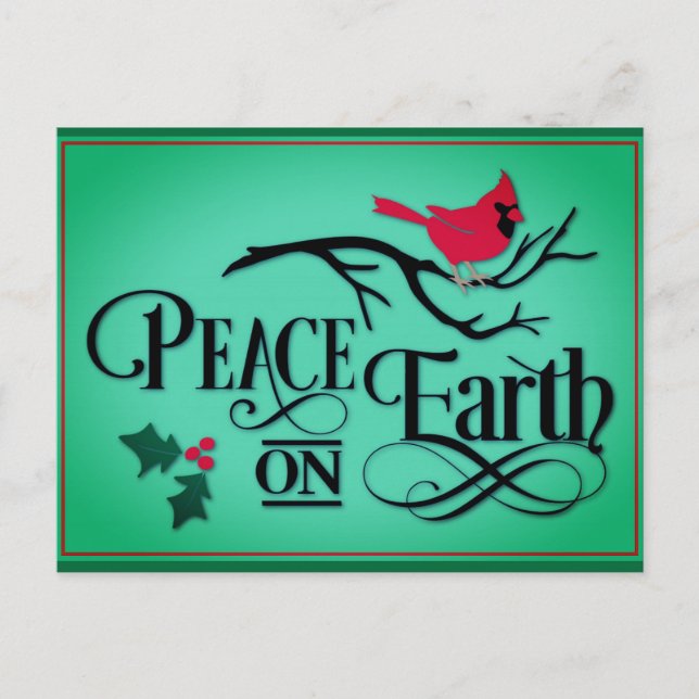 Cartão Postal Paz de Natal no Cardeal Terra (Frente)