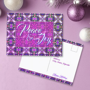 Cartão Postal Paz e Joy Pink Natal