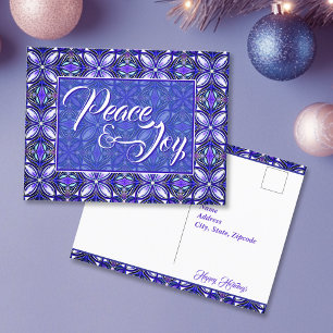 Cartão Postal Paz e Joy Púrpura Natal