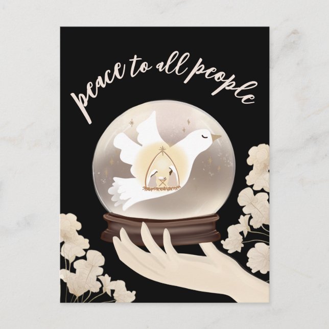 Cartão Postal Paz em todo o globo pessoas da Natividade Cristã n (Frente)
