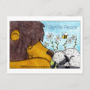 Cartão Postal Paz Gentil de Leão e Lamb