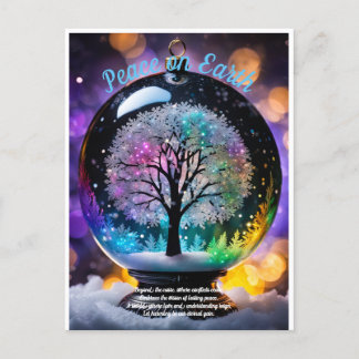 Cartão Postal Paz na Terra. Árvore da Terra Maravilha de inverno