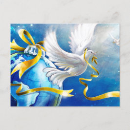Cartão Postal Paz na Terra Branca Doves Watercolor
