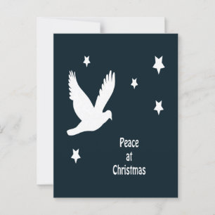 Cartão Postal Paz no Natal com Pombo em Voo Logotipo Branco