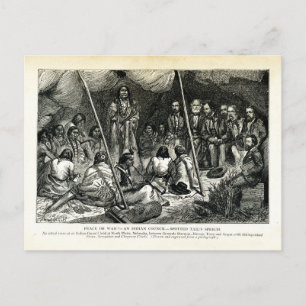 Cartão Postal Paz ou Guerra - Conselho Indiano realizado na Plat
