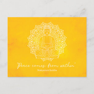 Cartão Postal Paz vem de dentro do amarelo Shakyamuni Buddha