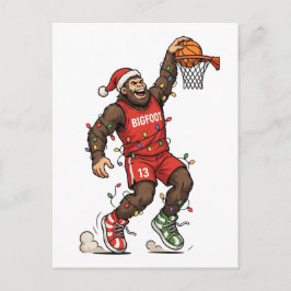 Cartão Postal Pé Grande Sasquatch Basquete Natal 2026 Feriado
