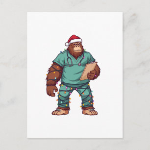Cartão Postal Pé Grande Sasquatch Enfermeira Natal Saúde