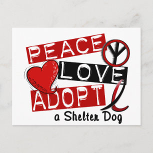 Cartão Postal PEACE AMVE ADOTA UM Cachorro-Abrigo