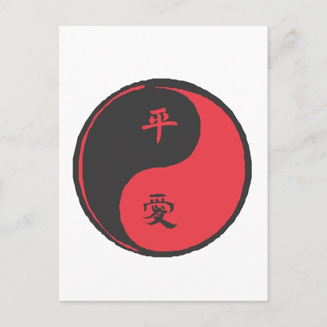 Cartão Postal Peace and Love Yinyang (Frente)