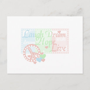 Cartão Postal Peace Laugh Dream Hope Live