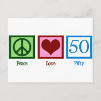 Peace Love 50th Birthday Festa Cute