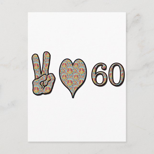 Cartão Postal Peace Love 60 (Frente)