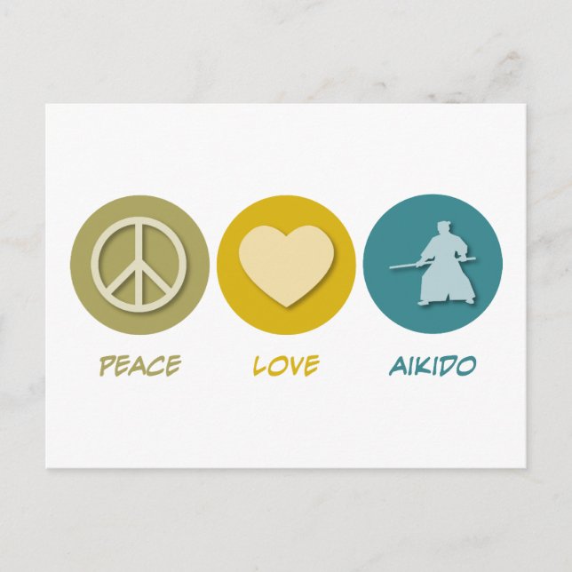 Cartão Postal Peace Love Aikido (Frente)